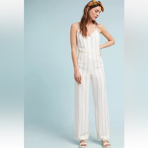 Anthropologie The Essential Jumpsuit Striped Size 0 - Picture 2 of 9